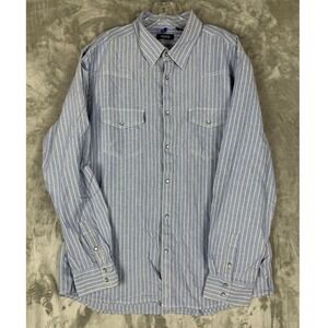 Kenneth Cole Reaction Blue Striped Casual Button Down Shirt